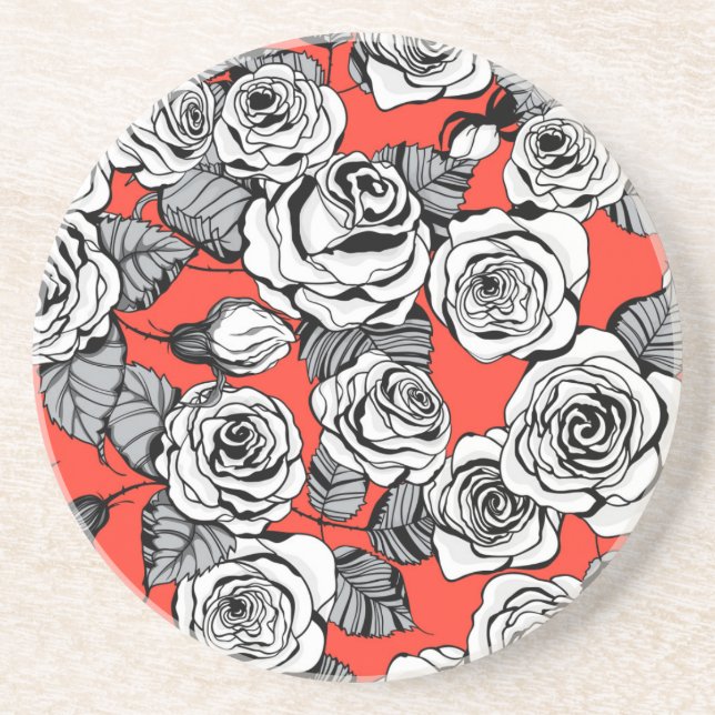 White roses pattern coaster (Front)