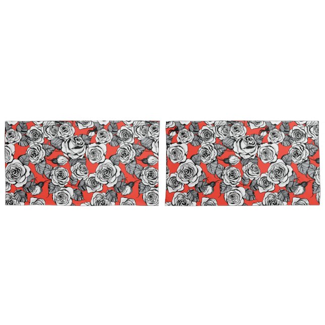 White roses pattern pillowcase (Front-Set)