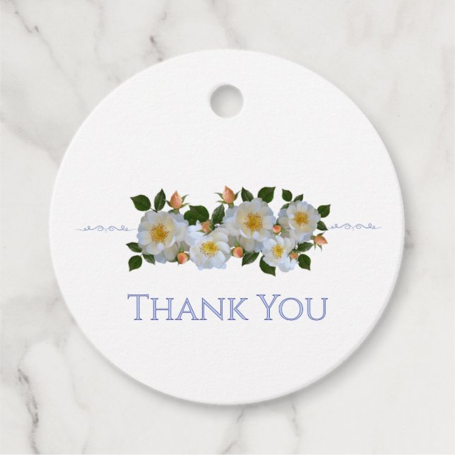 White roses Personalised  Favour Tags (Front)