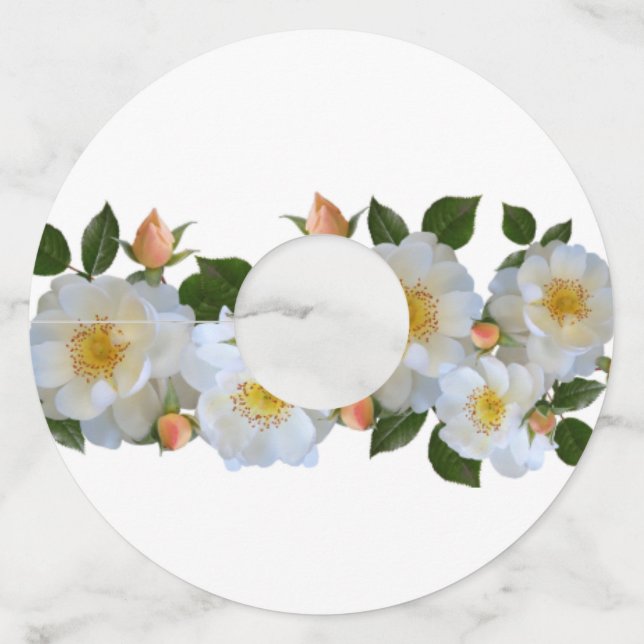 White roses Personalized  Wine Glass Tag (Back)