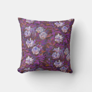 "White roses, purple leaves", beautiful flowers Cushion