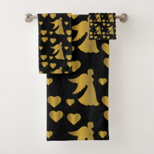 White Roses Red Glitter Flowers Lovers Floral Bath Towel Set