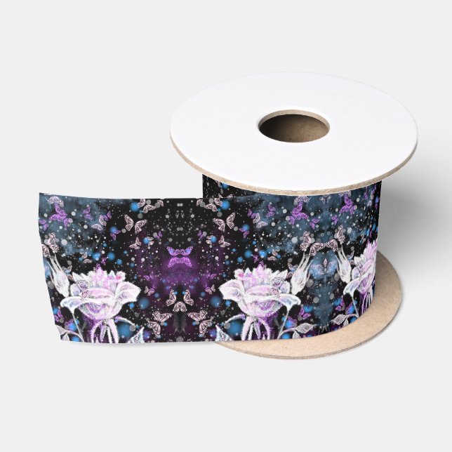 White Roses Ribbon Satin Ribbon (Spool)