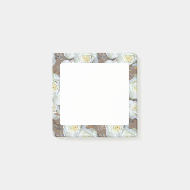 White Roses Romantic Rustic Pattern Post-it Notes (Front)