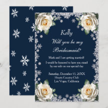 White Roses Snowflake Christmas Bridesmaid