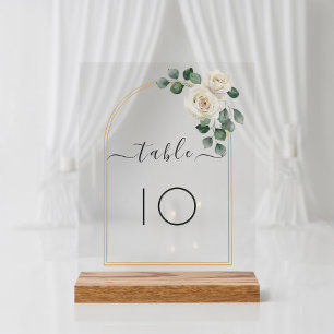 White roses Spring Floral Romantic Wedding Acrylic Sign