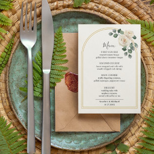 White roses Spring Floral Romantic Wedding Menu