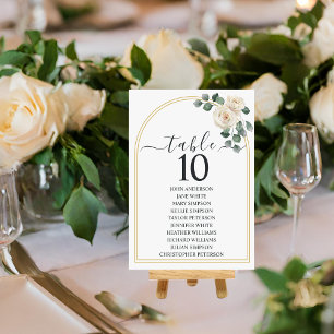 White roses Spring Floral Romantic Wedding Table Number