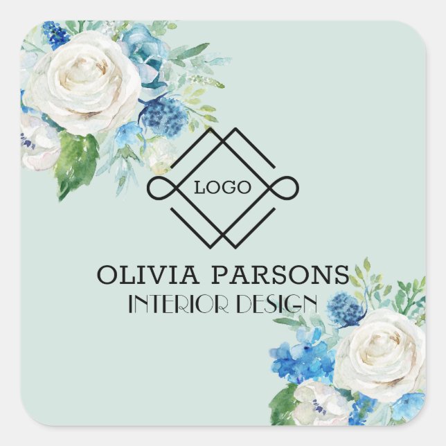 White Roses Square Sticker (Front)