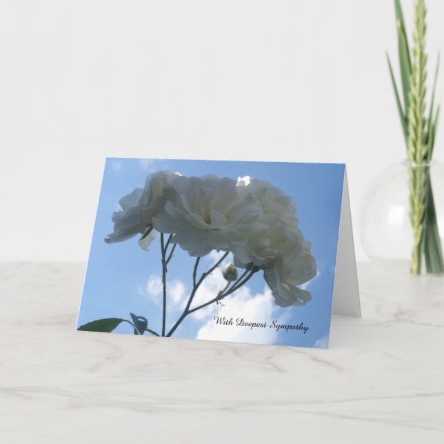 White Roses Sympathy Card (Front)