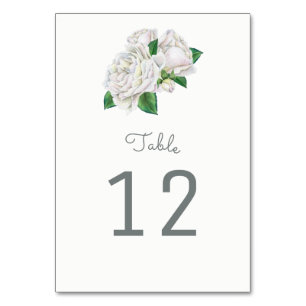 White Roses Table Number Cards