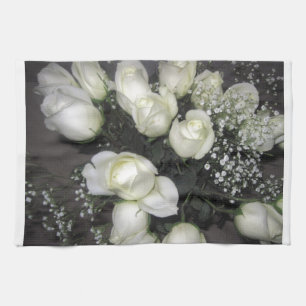 WHITE ROSES TEA TOWEL