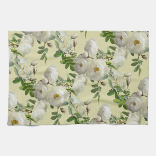 White Roses Tea Towel