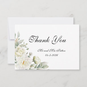White Roses Thank You card