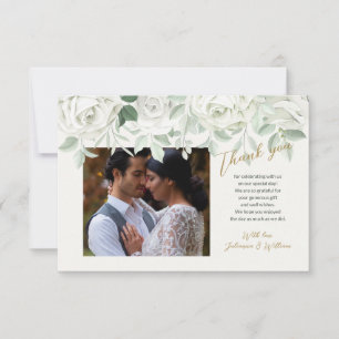 White Roses Thank You Card