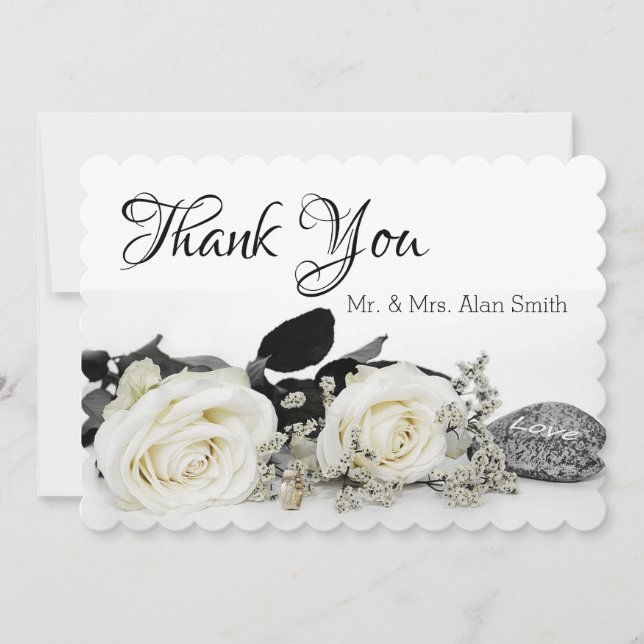 White Roses Thank You Card (Front)