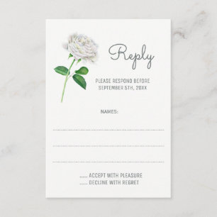 White Roses Watercolor Wedding Reply Cards