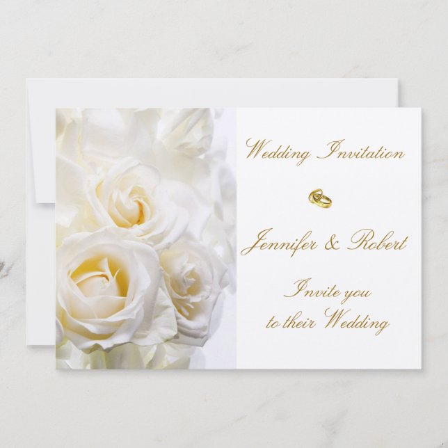 White Roses Wedding  Invitation (Front)