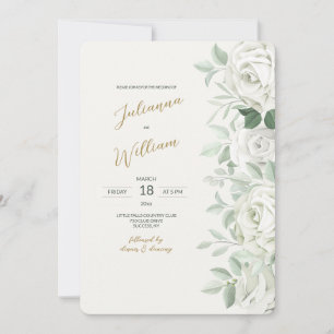 White Roses Wedding Invitation