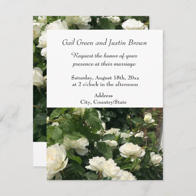 White Roses Wedding Invitation (Front/Back)