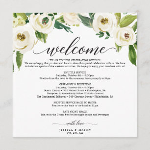 White Roses Wedding Itinerary - Wedding Welcome Programme