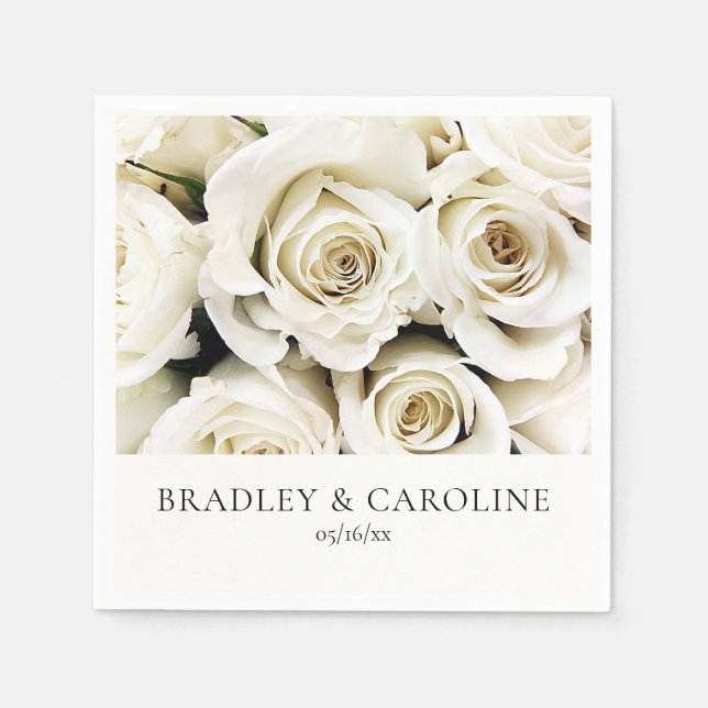 White Roses  Wedding Napkin (Front)