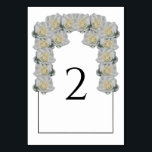 White Roses Wedding Table Number Card<br><div class="desc">This design features rustic white roses. The white roses are complimented by an elegant black lined border. The white tones of the rose flowers create a rustic floral country garden feel. Elegant wedding table number card design with modern elements. Matching wedding invitations and other stationery items are also available. Customise...</div>