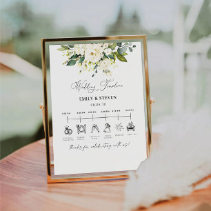 White Roses Wedding Timeline Sign