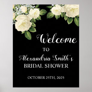White Roses Welcome Bridal Shower Sign