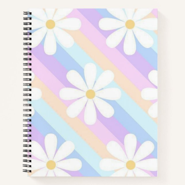 white roses with a colourful background notebook (Front)