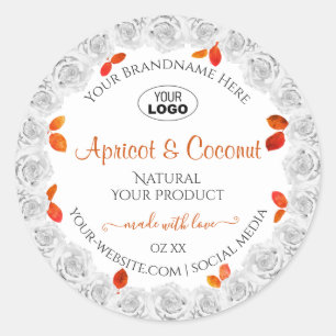 White Roses with Orange Leaves Product Labels Logo