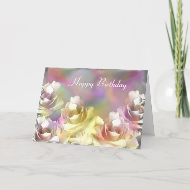White roses with pastel effects card (Front)