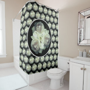 White Roses With Raindrops Bouquet          Shower Curtain