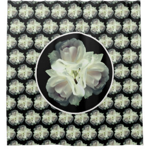 White Roses With Raindrops Bouquet          Shower Curtain