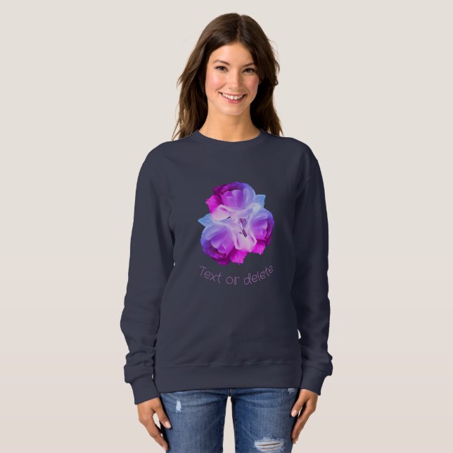 White Roses With Raindrops Tinted Personalised   Sweatshirt (Front Full)