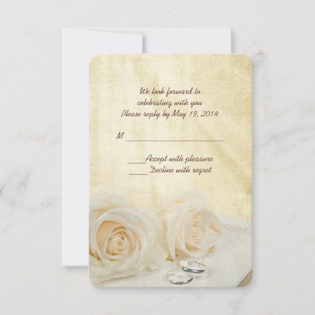 White Roses with rings RSVP (Front)