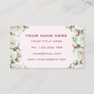 White Roses Wreath Frame Elegant Professional Business Card