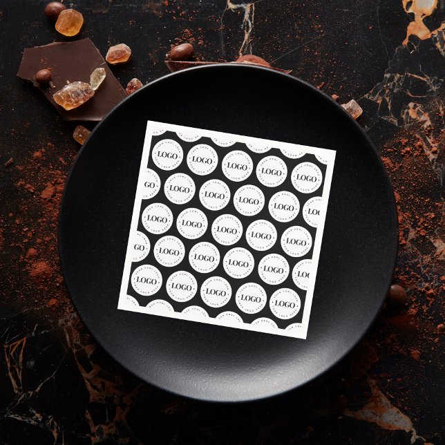 White Round Circle Logo Pattern Business Party Napkin (Creator Uploaded)