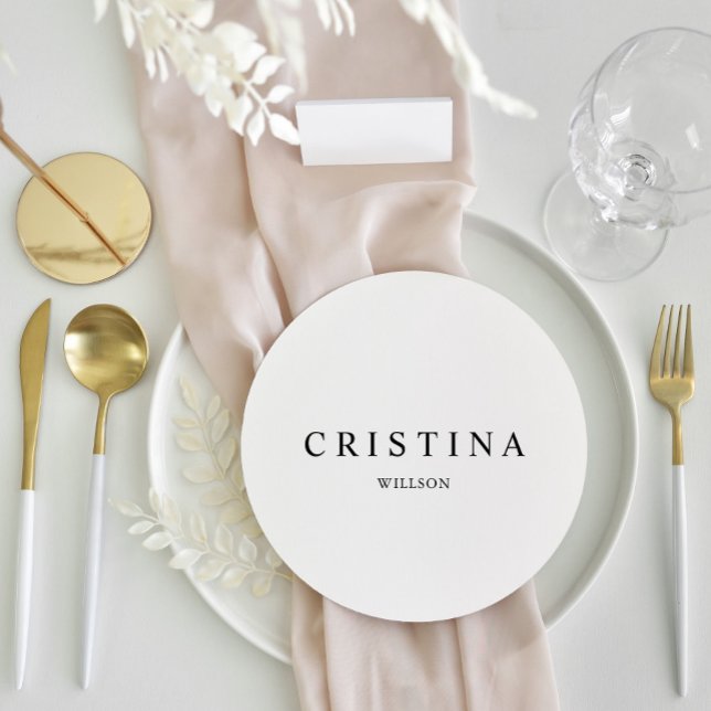 White Round Minimalist Wedding Guest Place Card (White Round Minimalist Wedding Guest Place Card)