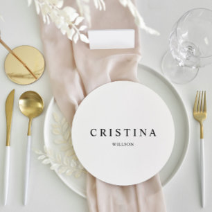 White Round Minimalist Wedding Guest Place Card