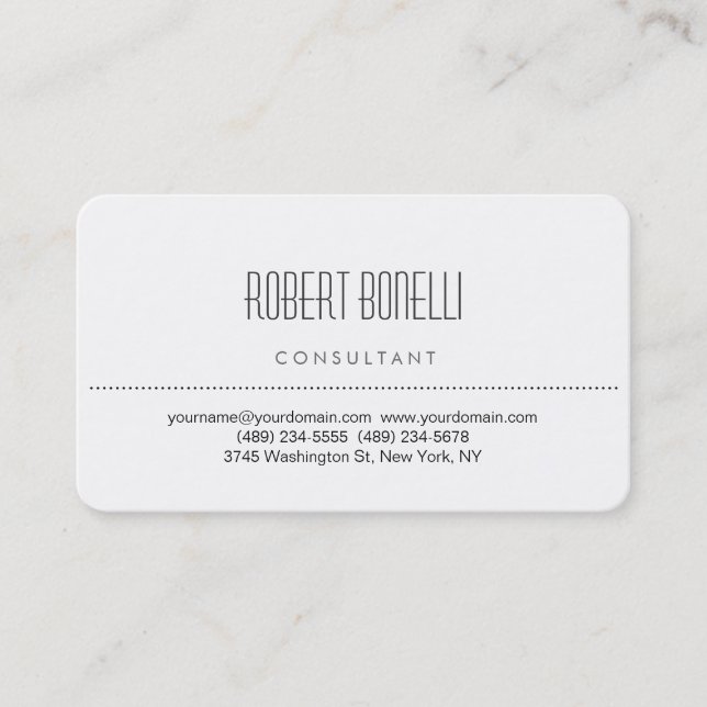 White Rounded Corner Consultant Business Card (Front)