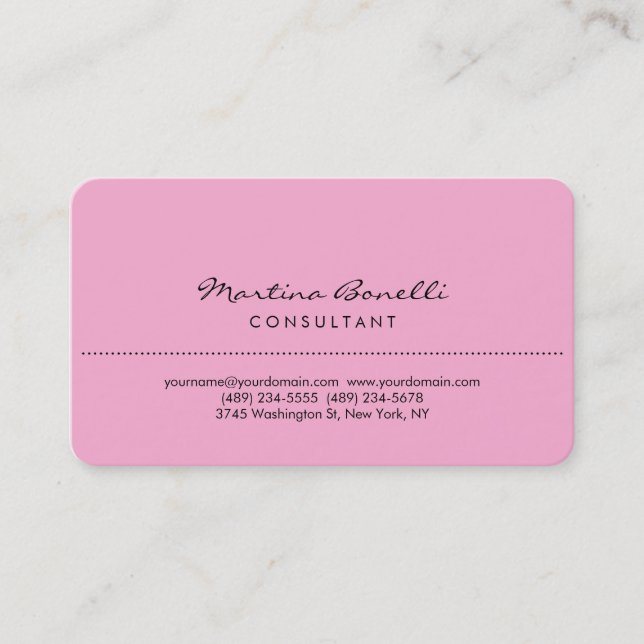 White Rounded Corner Lavender Pink Business Card (Front)