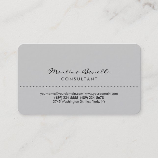 White Rounded Corner Light Grey Business Card (Front)