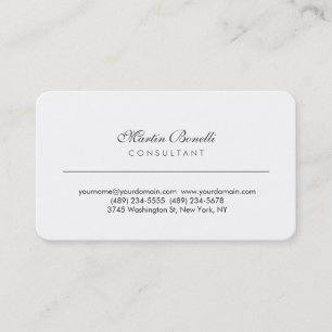 White Rounded Corner Script Business Card