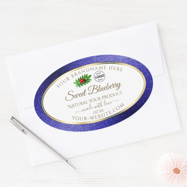 White Royal Blue Product Labels Ladybug with Logo (Envelope)