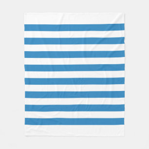 White & Royal Pastel Blue Lines Fleece Blanket