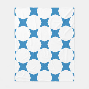 White & Royal Pastel Blue Star Pattern Design Fleece Blanket