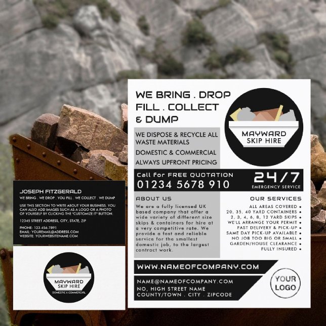 White Rubbish Skip, Skip/Dumpster Company Business Card (Creator Uploaded)