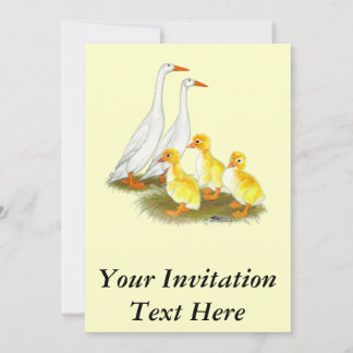 White Runner Duck Family Invitation