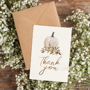 White Rustic Boho Pumpkin Baby Shower Thank You